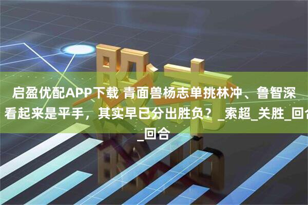 启盈优配APP下载 青面兽杨志单挑林冲、鲁智深：看起来是平手，其实早已分出胜负？_索超_关胜_回合